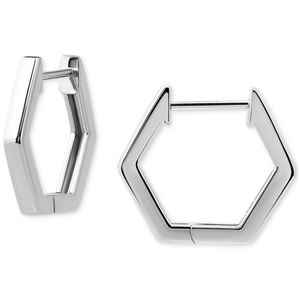NWT Giani Bernini Polished Hexagon Small Hoop Earrings Sterling Silver 1/2"